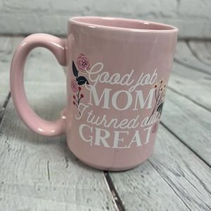 Zak! Designs Good Job Mom Blush Rose Pink Mom Coffee Mug Tea Floral NWT